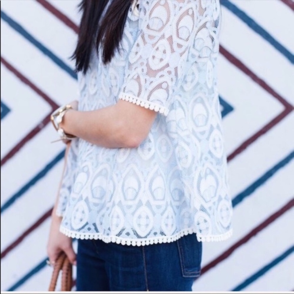 NWT amazing Anthropologie lace blouse top blue sz 0 - Picture 3 of 12